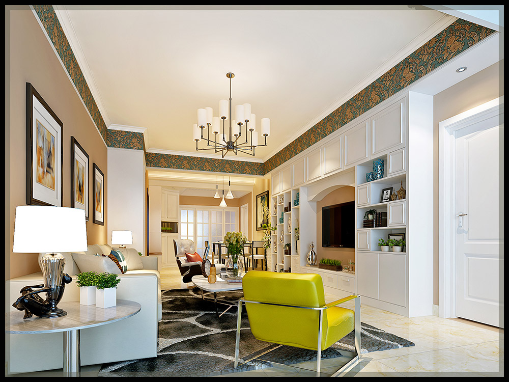 轻奢风格室内装修效果图-昌南名都三居140平米-客厅 轻奢风格室内装修效果图-昌南名都三居140平米-客厅