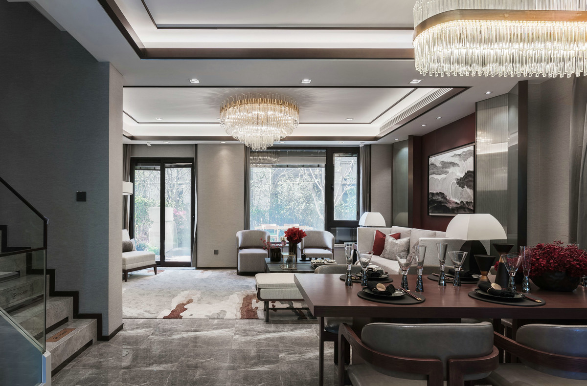 新中式风格别墅室内设计家装案例-楼梯间