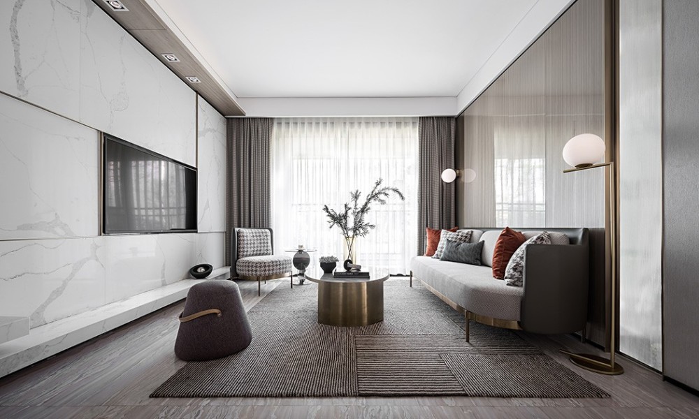 现代简约风格室内家装案例效果图-客厅 现代简约风格室内家装案例效果图-客厅