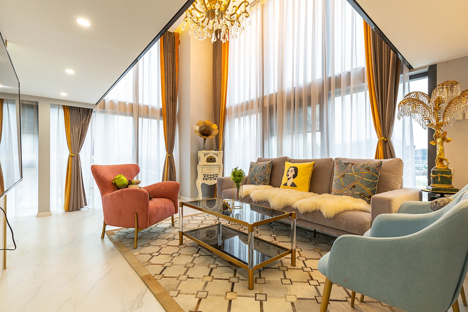 轻奢高级灰风格家装设计室内装修效果图-客厅 轻奢高级灰风格家装设计室内装修效果图-客厅